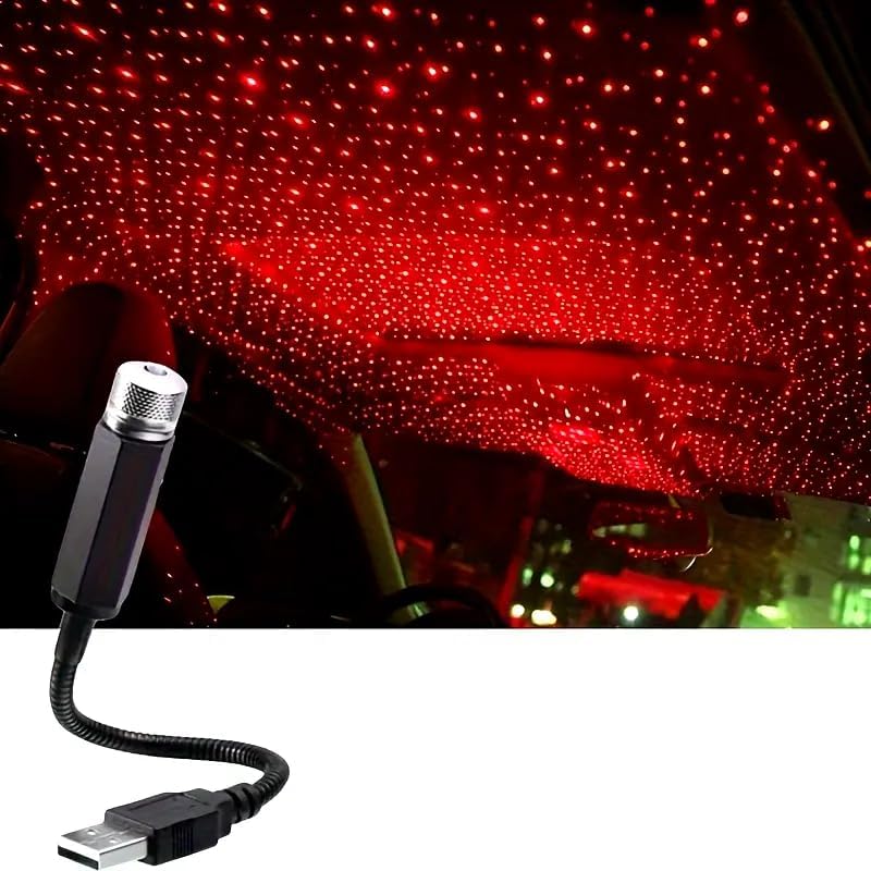 Image of Car Interior, Room Roof Star Light, LED Starry Laser Light Atmosphere Ambient Projector Light USB Port, Night Home Decoration Galaxy Light Pack of 1