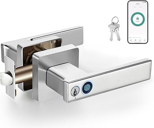 Cerradura de perilla de puerta con estampado de dedos, entrada sin llave para dormitorio, cerradura de puerta con estampado de pulgar, cerradura de