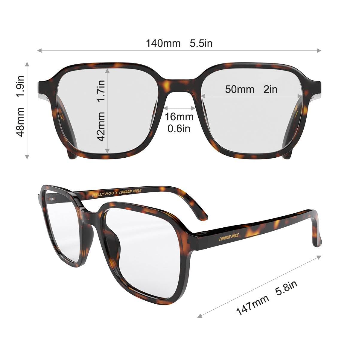 LONDON MOLE® Hollywood occhiali che bloccano la luce blu | Fantastici bloccanti blu di forma quadrata | Anti affaticamento degli occhi per schermi | Uomo donna unisex | Cerniere a molla