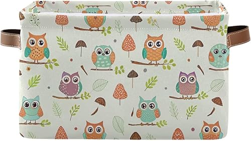 xigua Cesta de almacenamiento de búhos, cesta organizadora de almacenamiento, caja de almacenamiento rectangular plegable con asas para oficina en