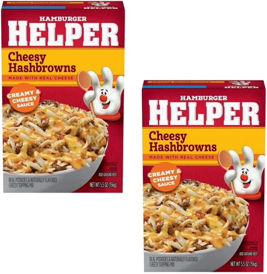 Hamburger Helper Cheesy Hashbrown, 5.5 oz Boxes, Pack of 2, With V2U Utensil Set
