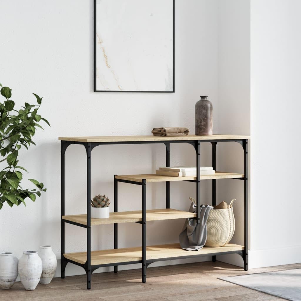 vidaXL Table Console avec étagères chêne Sonoma 100x35x75 cm