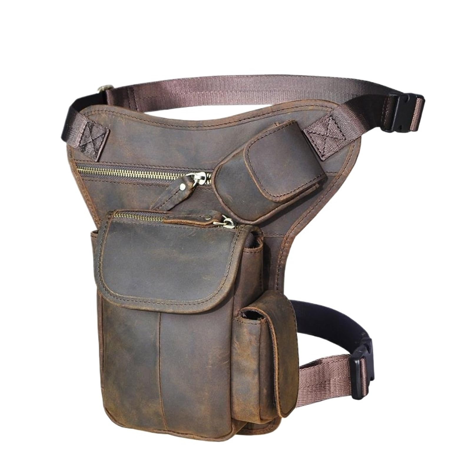 Sacoche de Jambe Moto Sac bandoulière en Cuir Multifonction for Homme(Color 3)