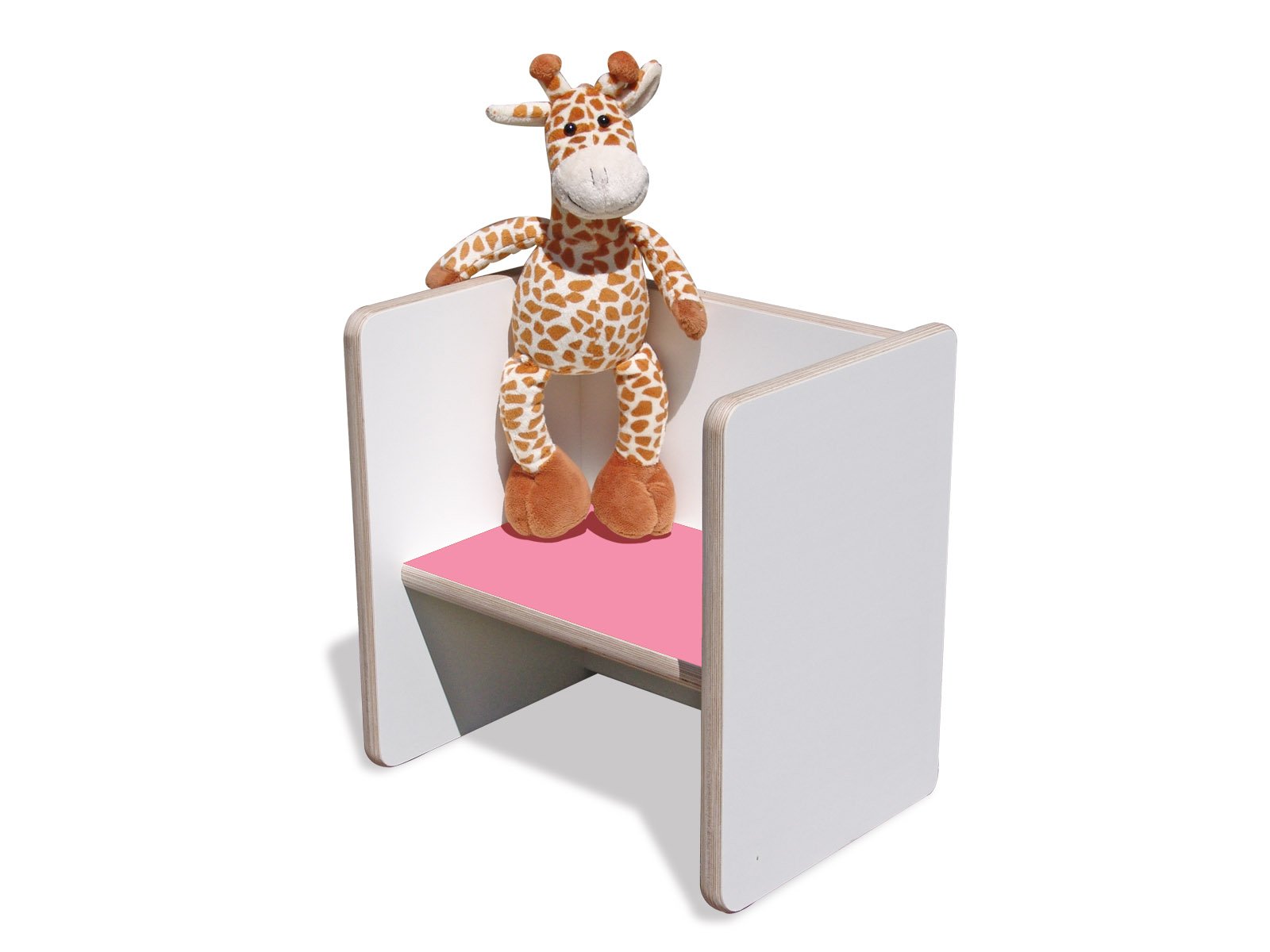 Die Schreiner - Christoph Siegel Eli-Kids - Taburete reversible, color blanco con asiento rosa