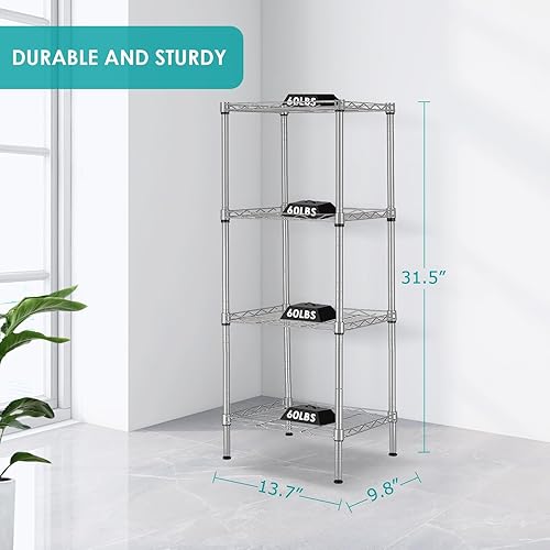 Miniatura 2 de Doredo Estantería de alambre de 4 niveles, estante de alambre ajustable con capacidad de 264 libras, organizador de metal para lavandería, cocina,