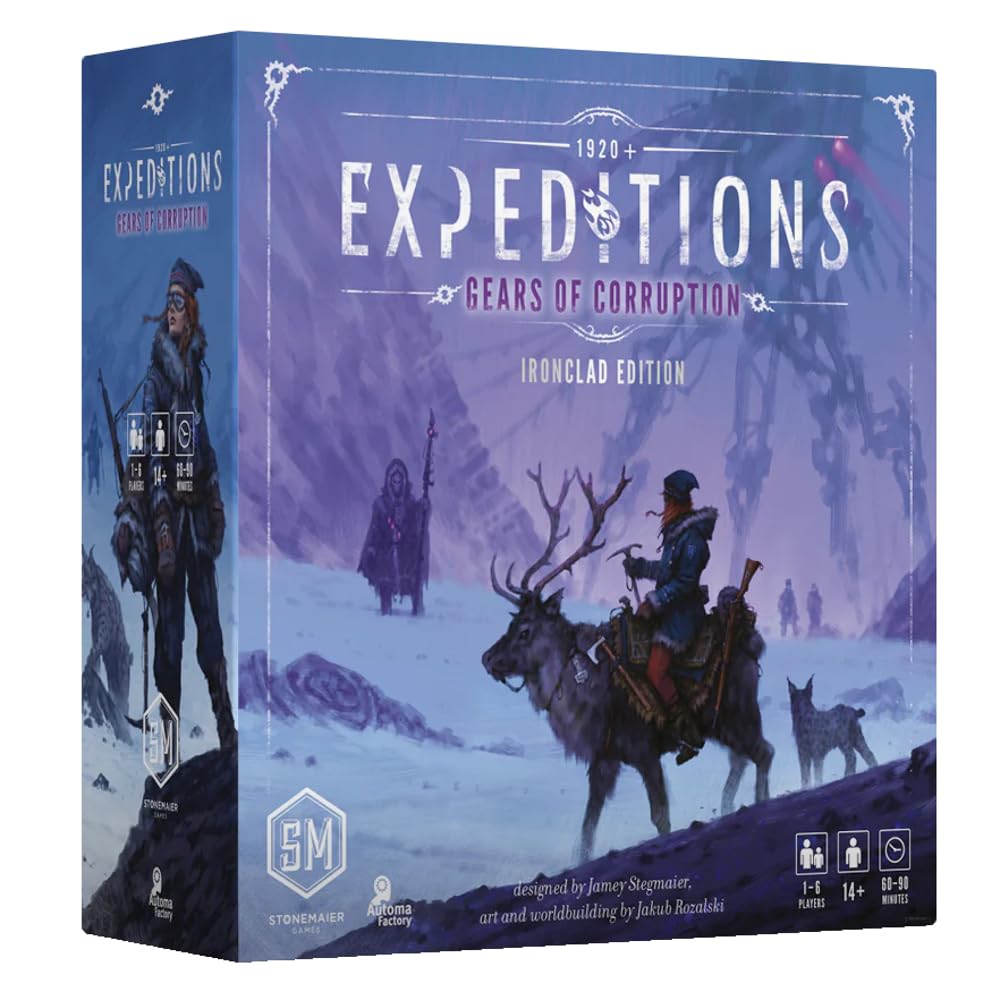 Stonemaier Games: Expeditions: Gears of Corruption by Jamey Stegmaier | Ironclad Edition Featuring Metal Mechs | Expansion to Expeditions | New Mechs,