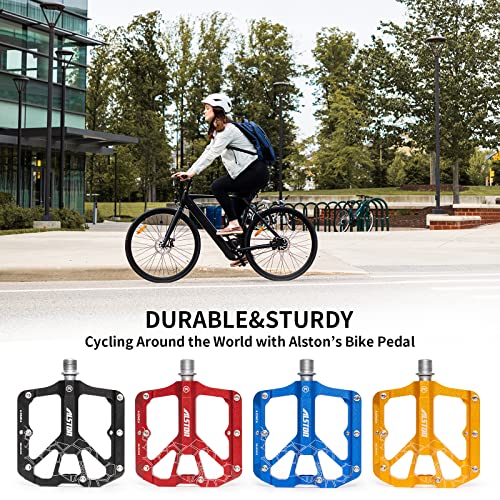 Alston Mountain Bike Pedals 3 Sealed Bearing Colorful Machined Cycling Ultra Strong Spindle Alloy Non-Slip Lightweight Pedal For Mtb And Road Bike 9/16" #TOP5