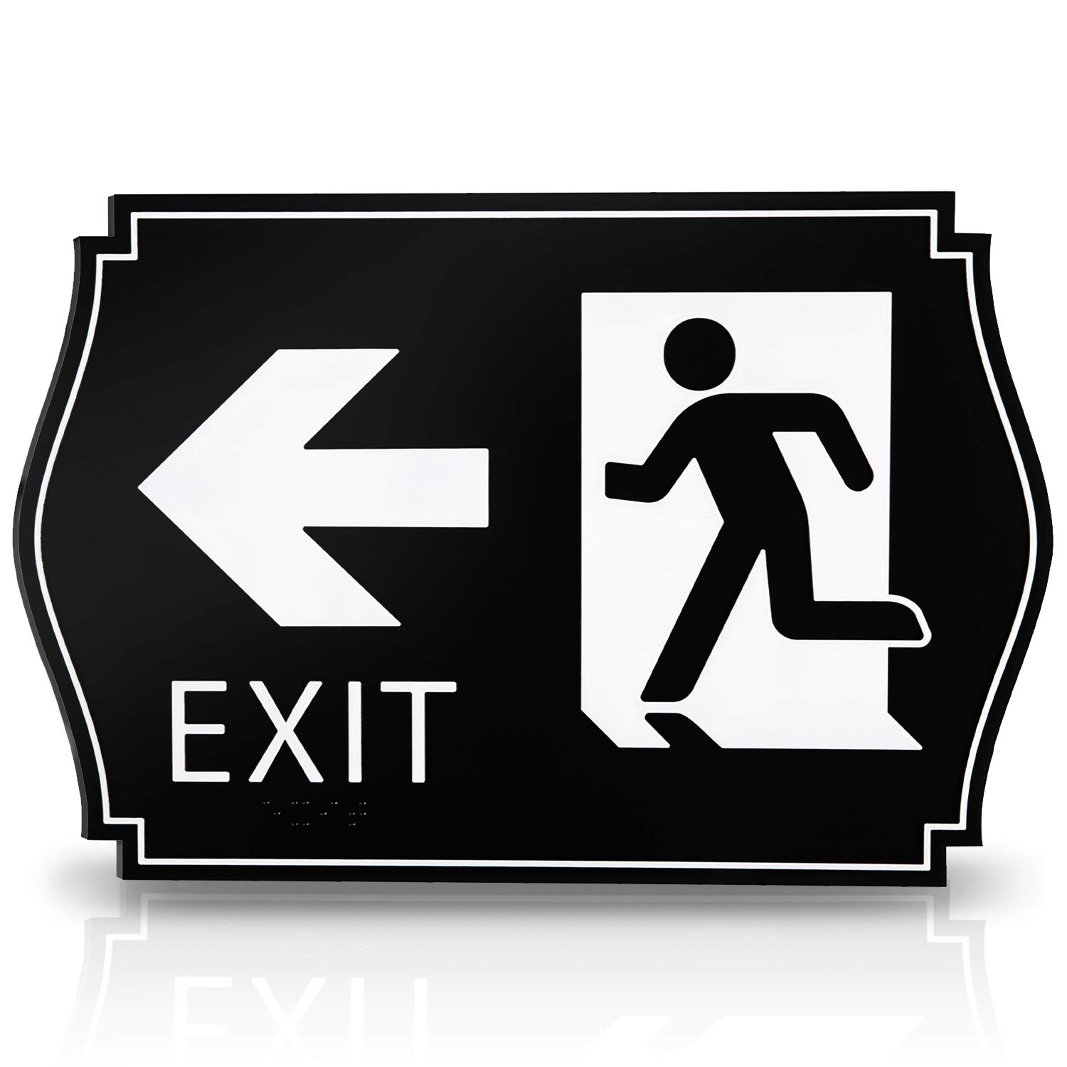 Buy KickFire Classics Exit Sign Braille ADA Compliant Black and White
