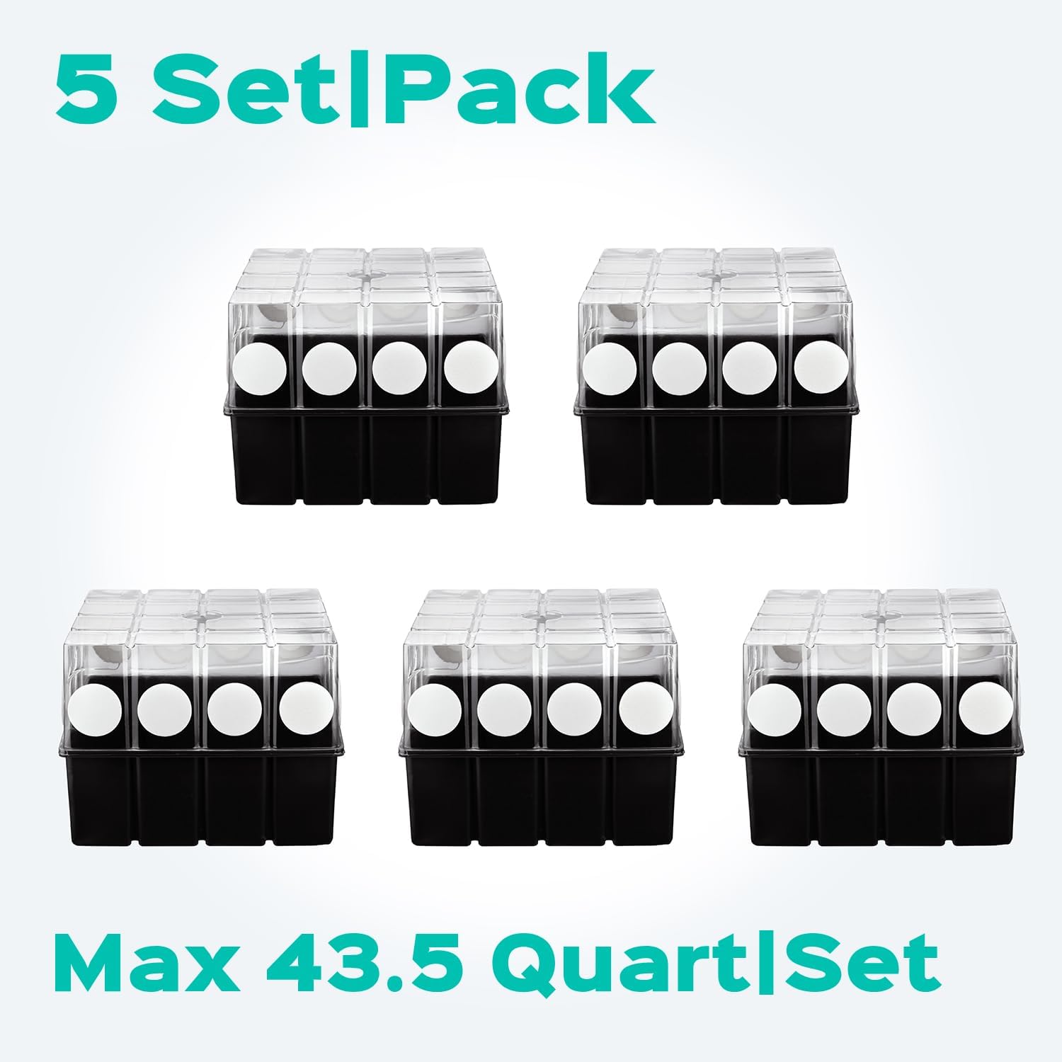 Mushroom Grow Kit Monotub with OD 2.95" Filter Disks Vegetable Planting Tray Mini Greenhouse Germination Box for Seeds Growing Starting, 5 Set/Pack