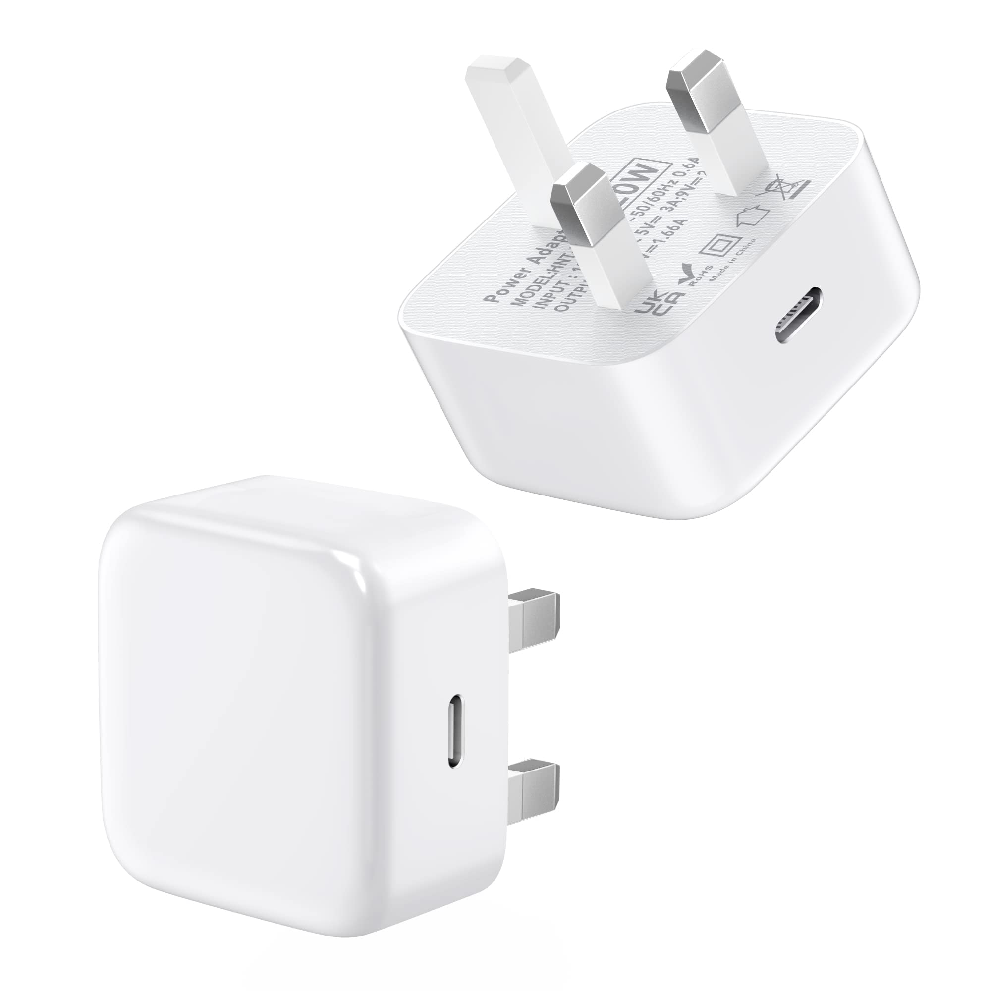 USB C Plug Charger 20W 2 Pack, Wall Charger USB C, Type C Plug Fast Charger for iPhone 15/15 Pro/15 Pro Max/14/13/12/11 Pro/Max Xs/XR/8 Plus/, PD Charger for iWatch 9/8/7/6/5/4/3/2 etc