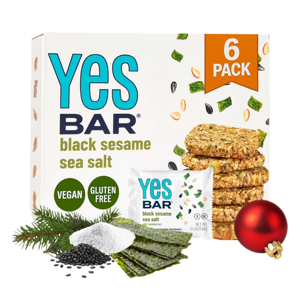 Sponsored Ad - YES Bar – Black Sesame Sea Salt – Plant Based Protein, Decadent Snack Bar – Vegan, Paleo, Gluten Free, Dairy Free, Low Sugar, Healthy Snack, Breakfast, Low Carb, Keto Friendly (Pack of 6)
