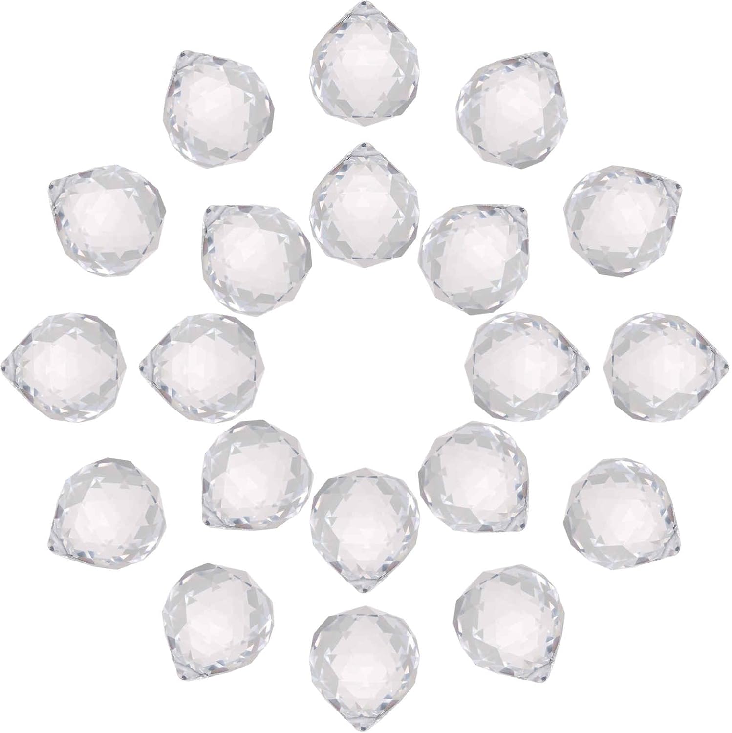 MECCANIXITY 20Pack Crystal Ball Prism, 30mm/1.2" Decorative Ball Sun Shine Catcher Suncatcher Beads for Chandelier Window Wedding Decoration Home Decor, Pink
