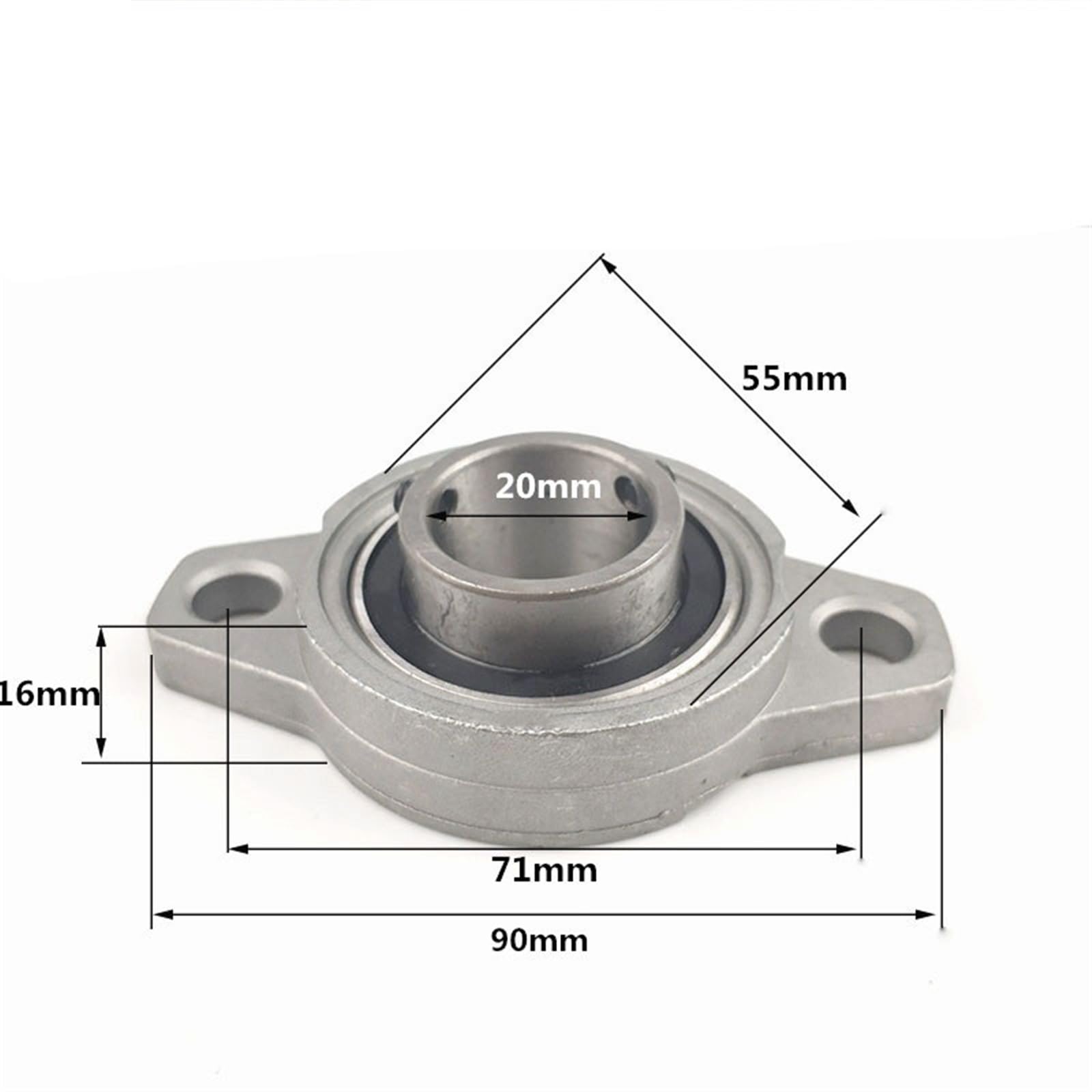 Cojinetes de aleación de zinc con soporte, Bloque de cojinete de eje lineal con carcasa de fundición, diámetro interior de 20 mm, paquete de 2