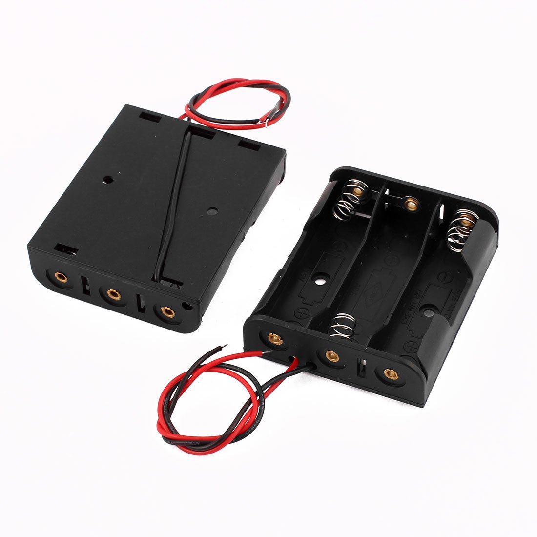 Aexit 8 Pcs Charger & Converters Battery Cell Case Non-Cover 3 x 1.5V AA Black Plastic Battery Chargers Dual Wire