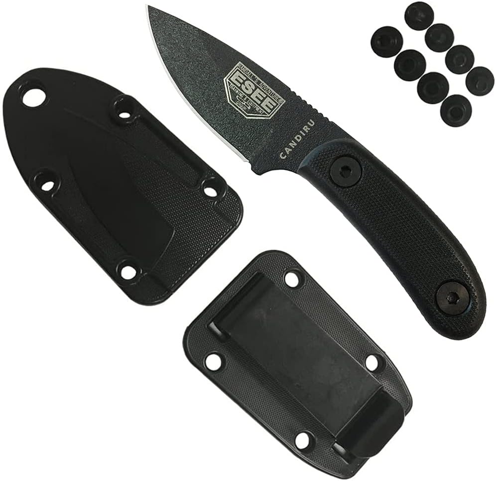 ESEE Knives Candiru Fixed Blade Knife with Handles (Black Blade/Black Handle)