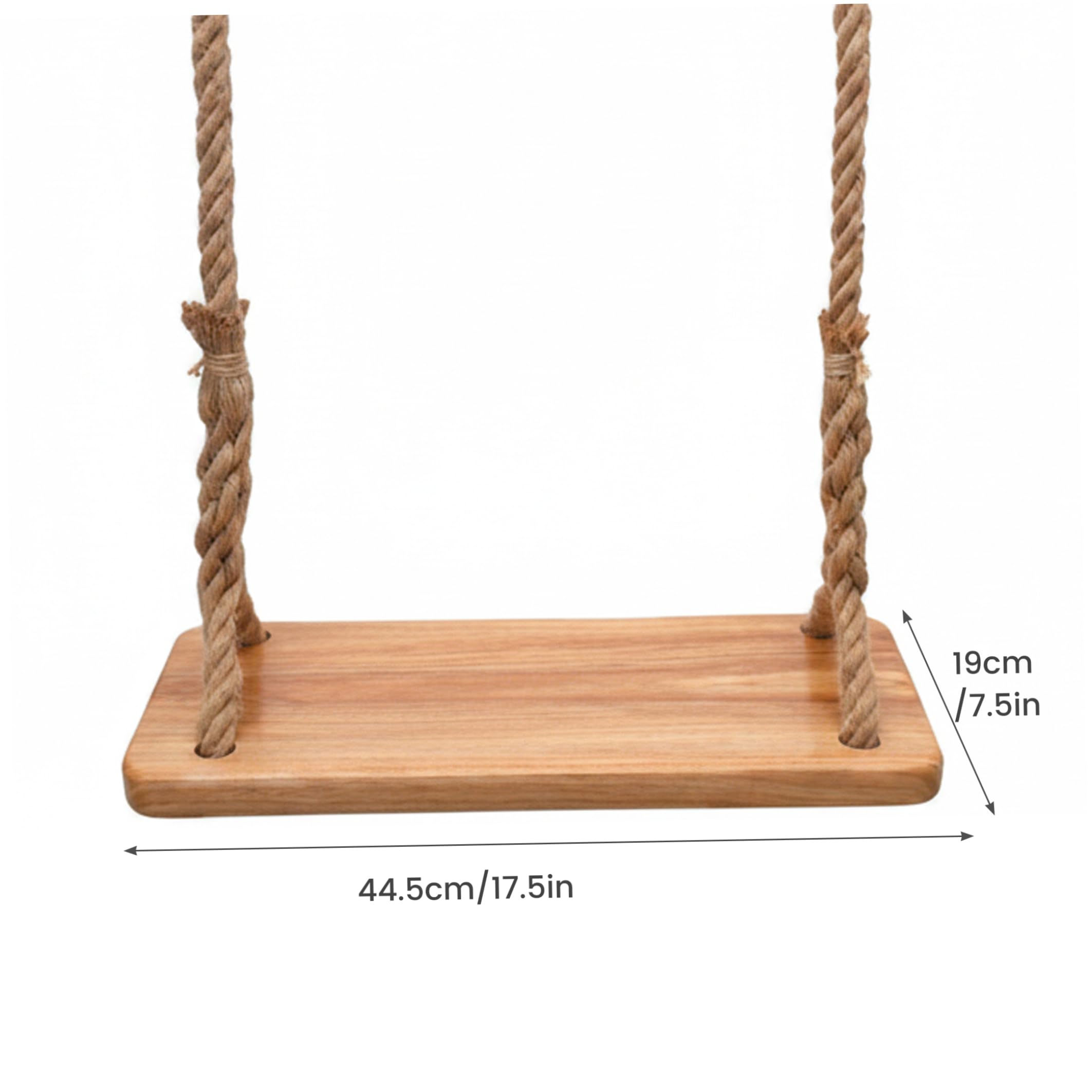 Altalena a trapezio, Altalena in legno per esterni, Legno di olmo spesso per bambini con corda resistente e parti metalliche, Interno/esterno per bambini e adulti, Sedile da 15, 75x6, 30 pollici con