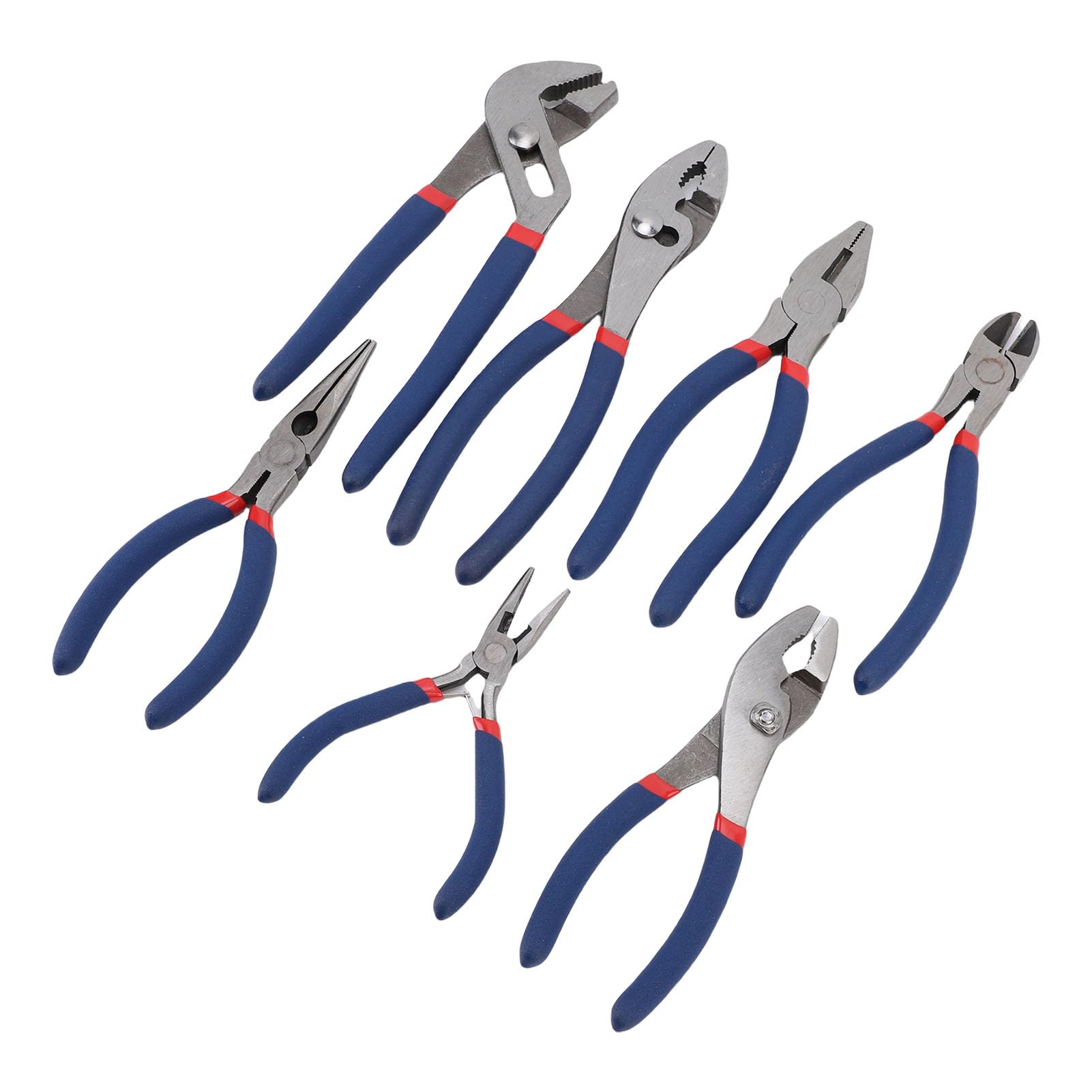 Set di 7 Pinze con Pinza a Giunto Scanalato e Pinza a Slittamento | Kit di attrezzi multiuso per riparazione auto, acciaio , impugnature comode, naso lungo, guardalinee, pinze diagonali