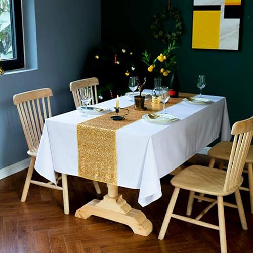 Miniatura 5 de LQIAO 4 caminos de mesa de lentejuelas de 12 x 72 pulgadas, color dorado, para bodas, fiestas, catering, eventos, camino de mesa con purpurina,