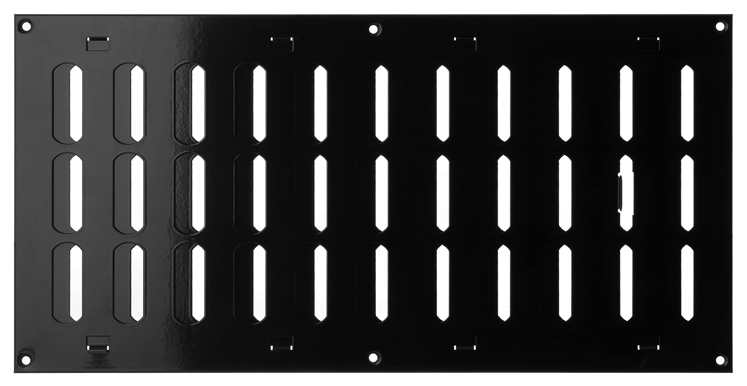 Steinberg14 Black 400X200mm / 16X8 Inch Adjustable Sliding Hit And Miss Ventilation Grille - Metal Air Vent Cover