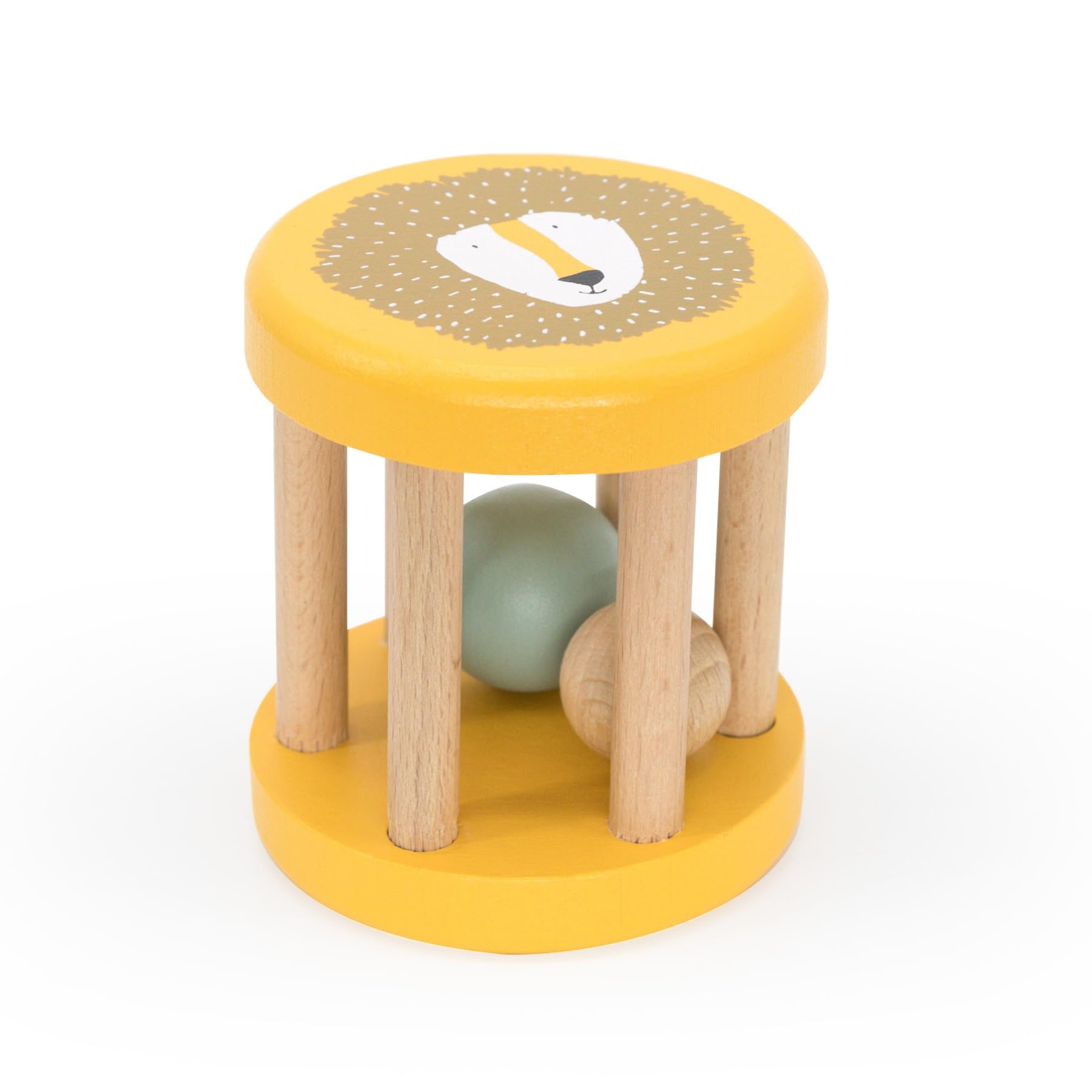 Trixie Mr. Lion Wooden Rolling Rattle - Baby Toy - FSC-Certified Wood - 6m+