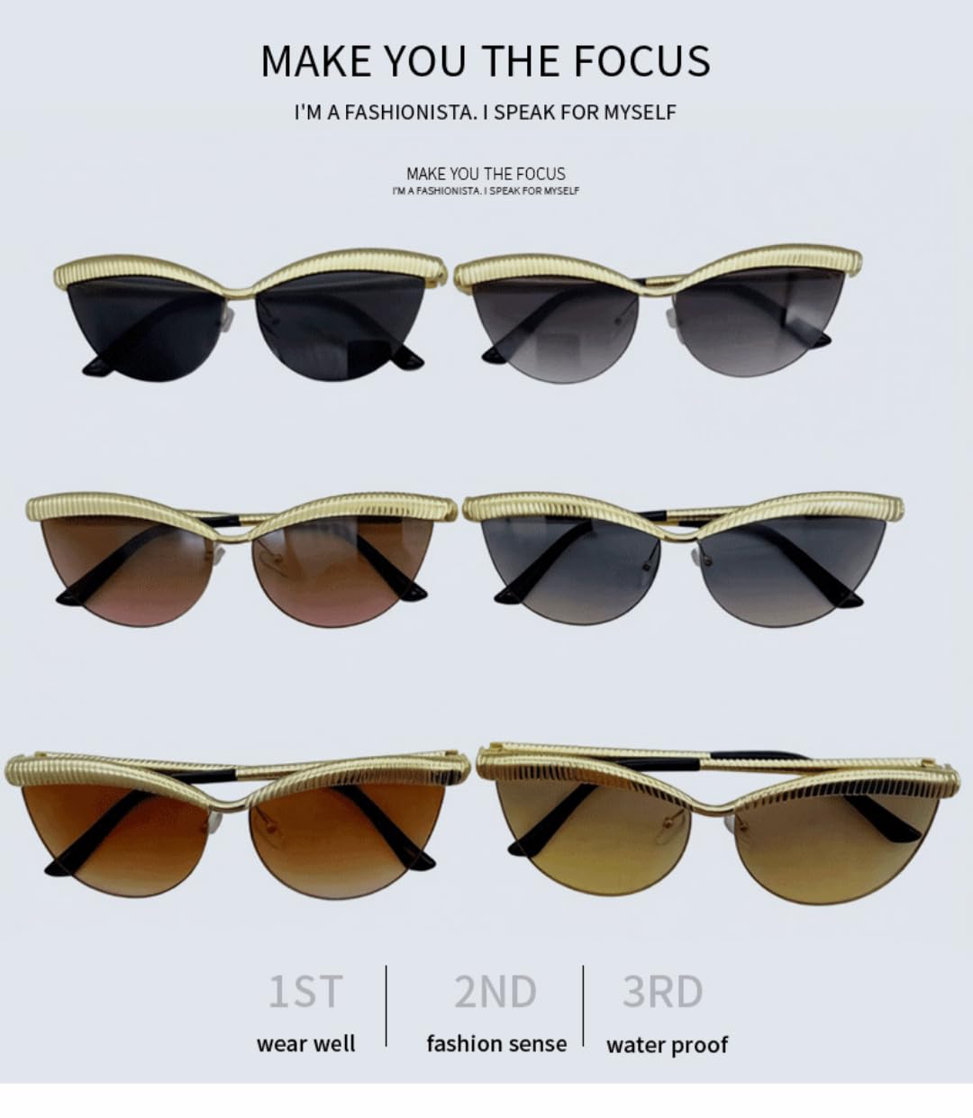 Gafas de sol unisex con borde de metal y ojo de gato, UV400 para conducir y