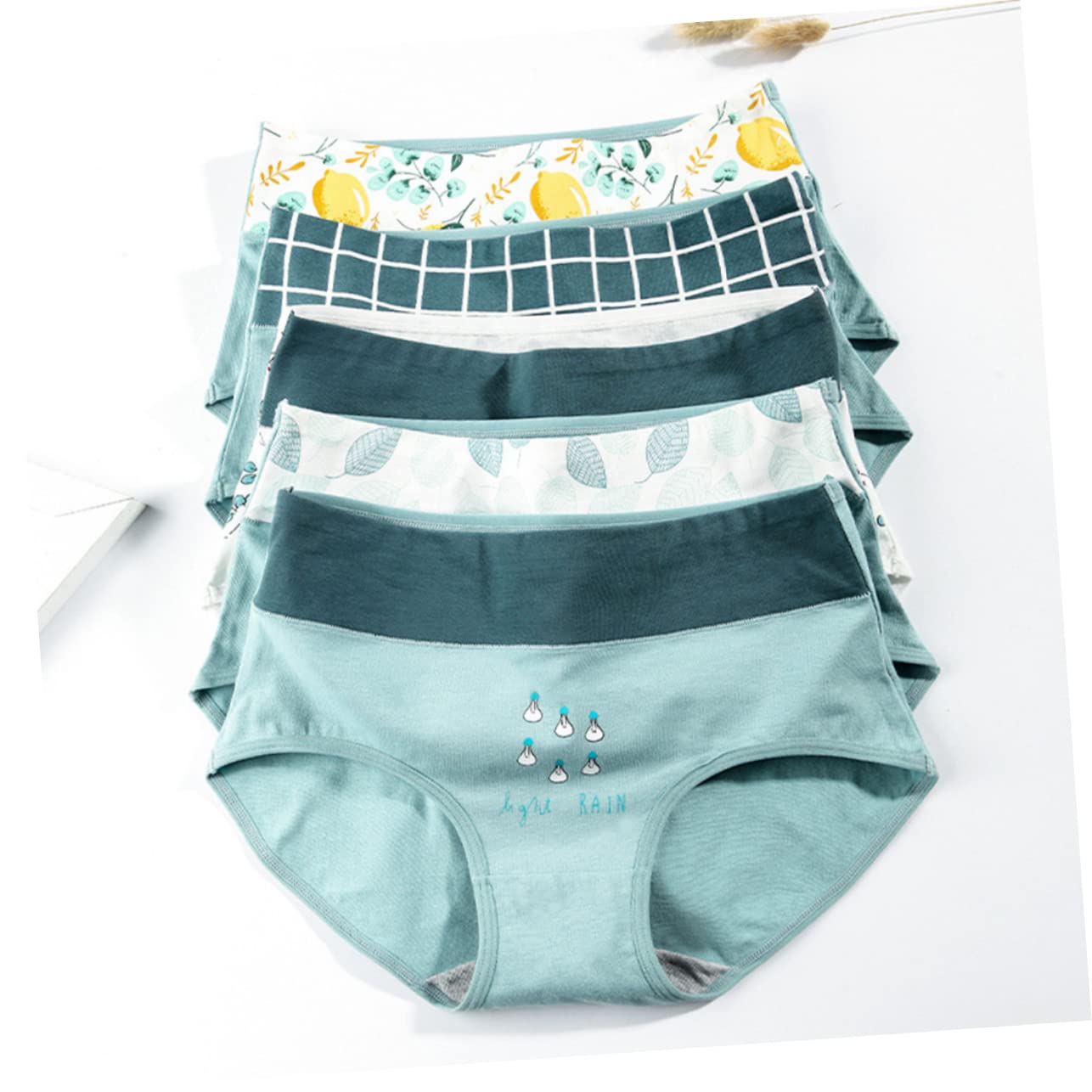 SHERCHPRY Bragas de algodón para mujer, ropa interior femenina de cintura alta, ropa interior para mujer, bikini para mujer, 5 unidades