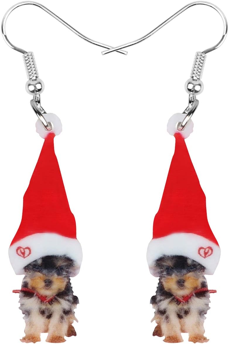 NEWEI Cute Christmas Dog Earrings Dangle Jewelry for Girls Women Gifts Charms