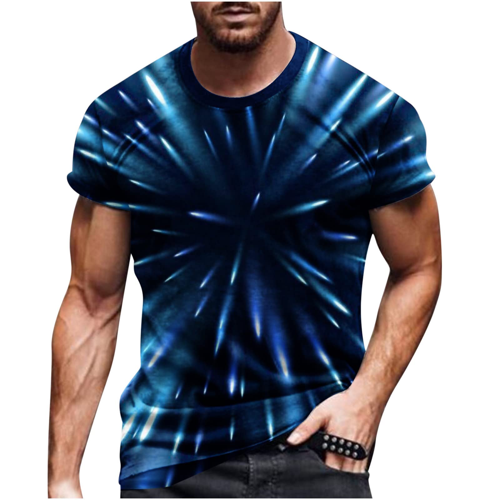 Mens Fashion 3D Print T-Shirts 2023 Casual Summer Tops Funny Graphics Pattern Crewneck Short Sleeve Tees for Men
