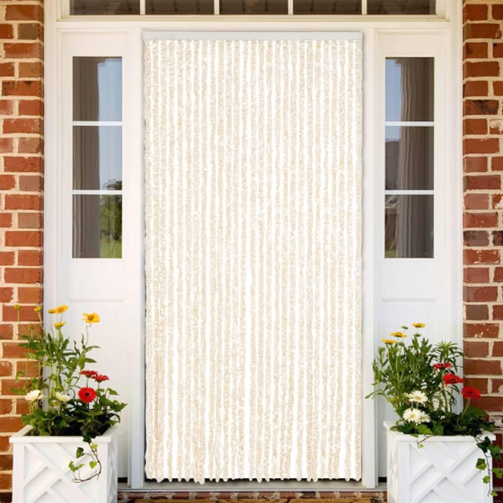 Rideau anti-mouches chenille 118 x 220 cm, moustiquaire de porte beige