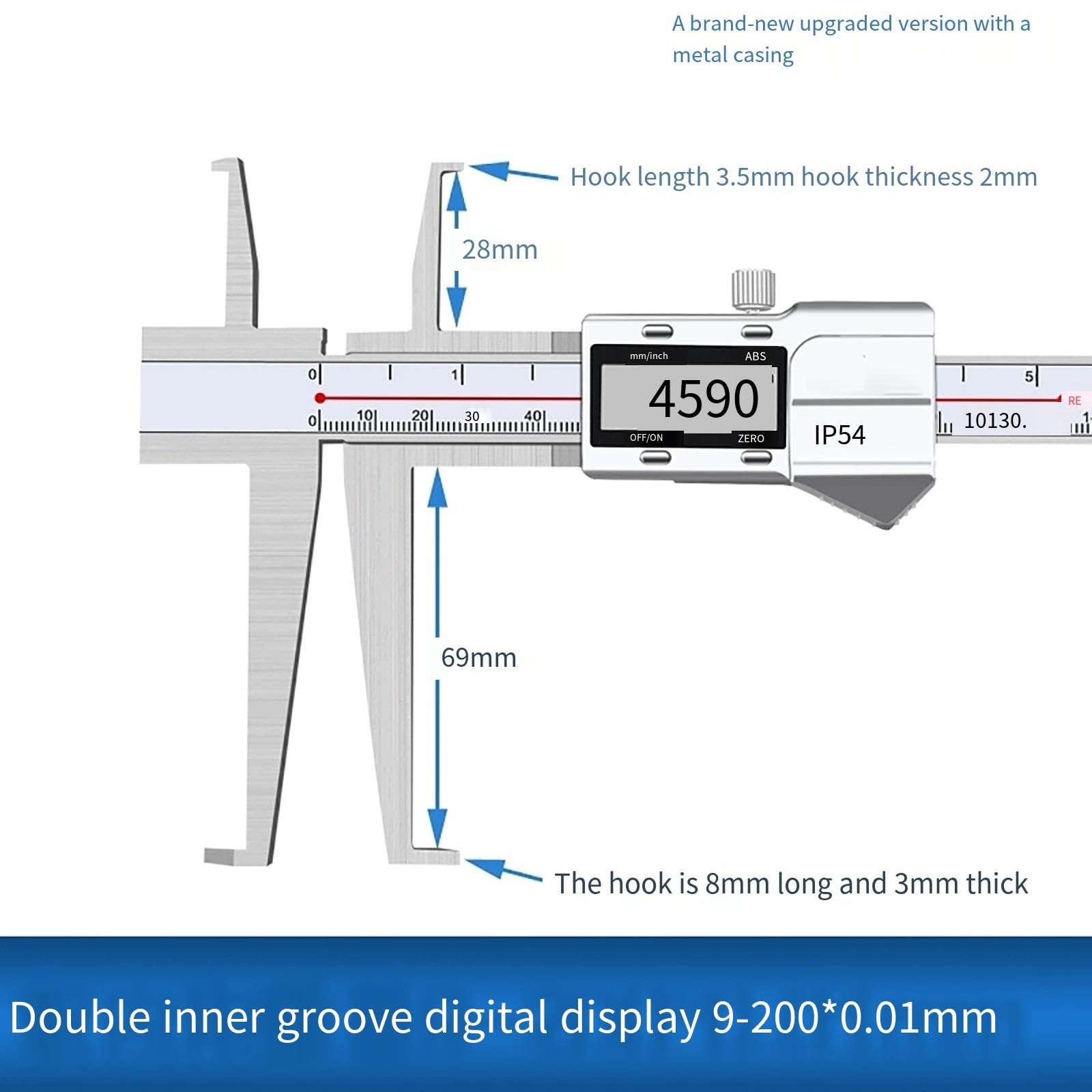 Calibrador Digital de Doble Ranura Interior, Acero Inoxidable 4CR13, 150/200/300 mm (9)