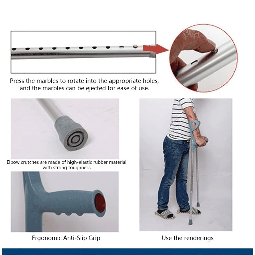 ZJIEX Stampelle Ortopediche per Adulte Leggero Bastone da Passeggio Regolabile Stampella Ortopedica in Alluminio per Gli Utenti Disabili O Anziani (Size : A Pair)