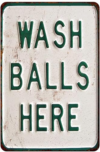Chico Creek Signs Letrero de metal con texto en inglés Wash Balls Here, decoración vintage, para lavandería, decoración divertida, regalo de 8 x 12