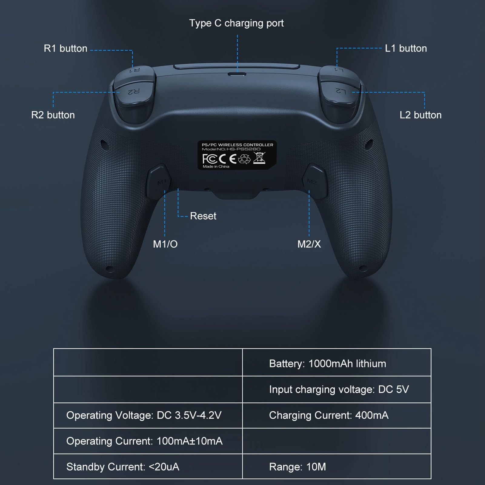 Zunate Controller di Gioco Wireless con Illuminazione RGB, Controllo del Movimento, Feedback Sensibile, Joystick Anti-deriva per PC, Batteria da 20 Ore, Bluetooth e Cablato