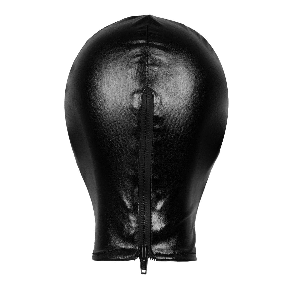 Vxuxlje Unisex Latex Lucido Metallico Bocca Aperta Traspirante Cappuccio Maschera Viso Copricapo Costume Cosplay