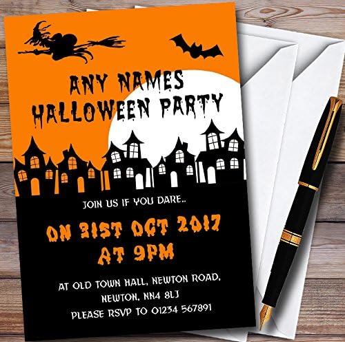 Scary Haunted Houses Personalized Halloween Party Invitations
