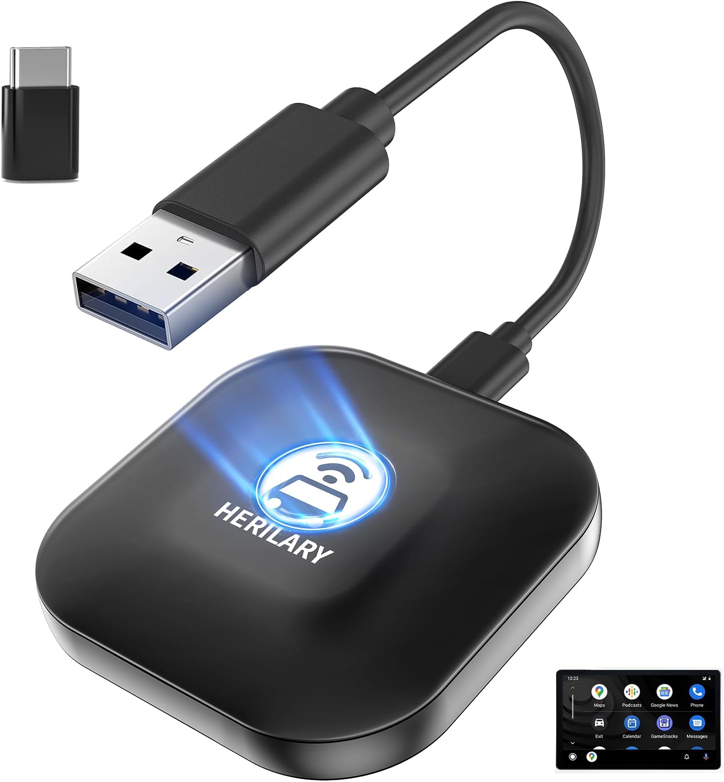Android Auto Wireless Adapter for Android Phone to Android Auto, Android Auto Wireless Dongle, 2024 Online Update Plug & Play Converts Wired to Wireless, 5.8GHz WiFi Auto-Connect Fast