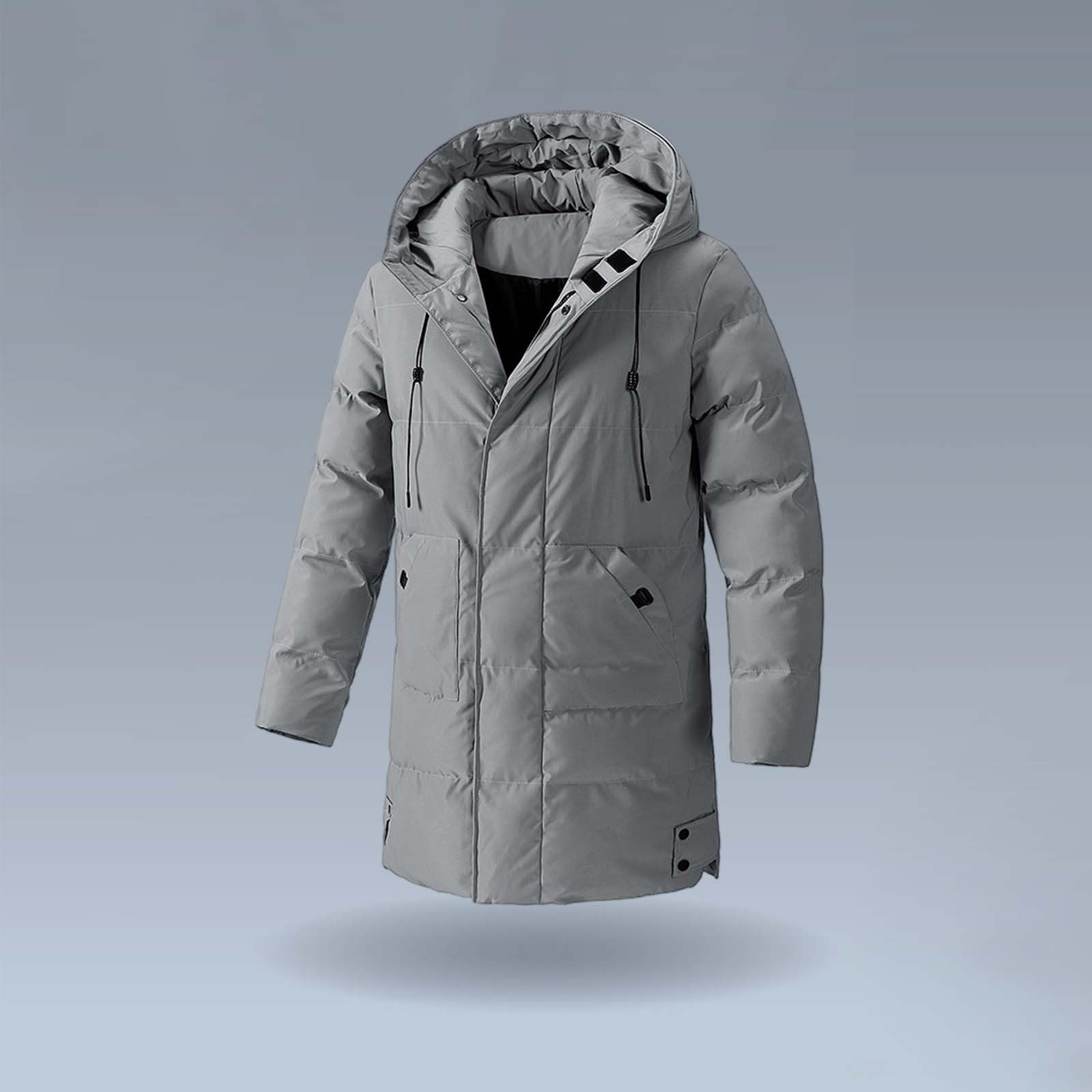 Piumino da uomo di media lunghezza – Cappotti invernali da uomo impermeabili caldi parka tinta unita piumino da uomo con cappuccio coulisse piumino da uomo per attività all'aperto tinta unita felpa
