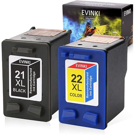 Amazon.com: EVINKI cartucho de tinta remanufacturado de repuesto con chip  actualizado, muestra los niveles de tinta, cartucho de tinta (C9351A  C9352C) para HP 21 y HP 22 para usar con DESKJET F380