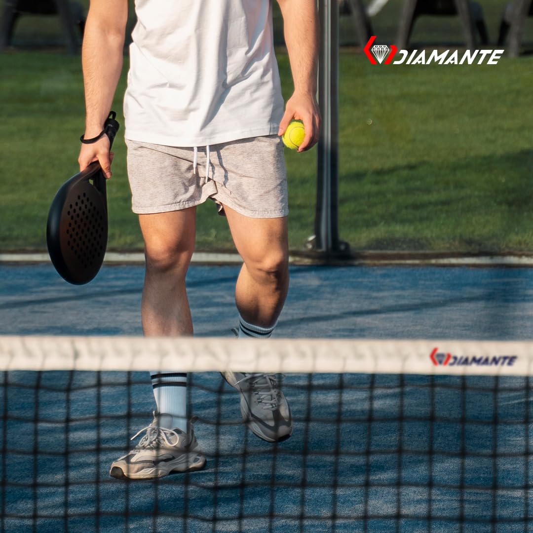 DIAMANTE Red Padel Profesional - Red Badminton y Padel Accesorios Hombre - 10x0,92m con Cable de Acero y Tratamiento Anti UV - Ideal para Redes Deportivas, Red Pickleball y Badminton Red