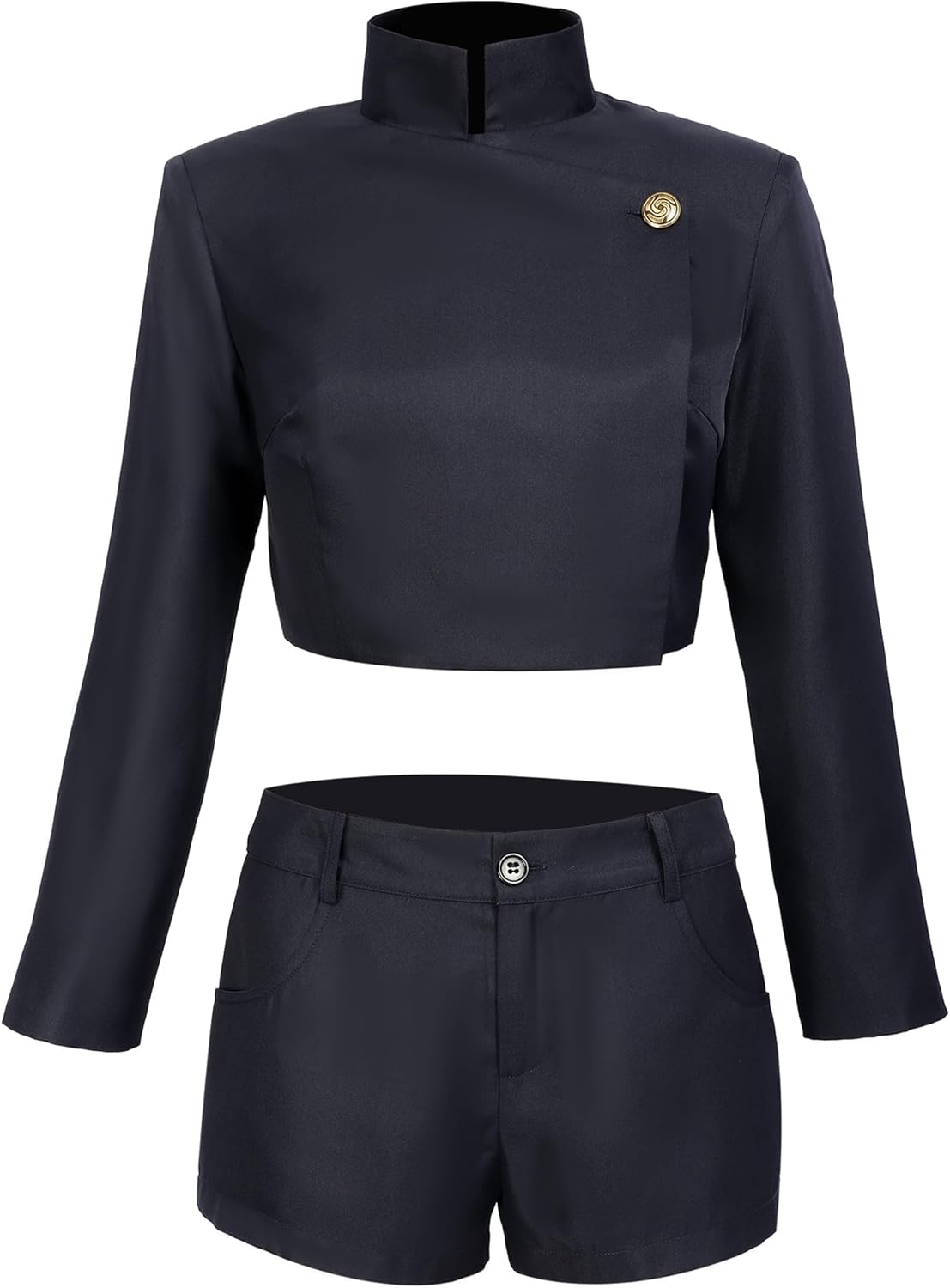 DAZCOS Anime Women's Cosplay Costume US Size Uniform Jacket Shorts Thigh Stockings with Glasses for Party Halloween - Image 8