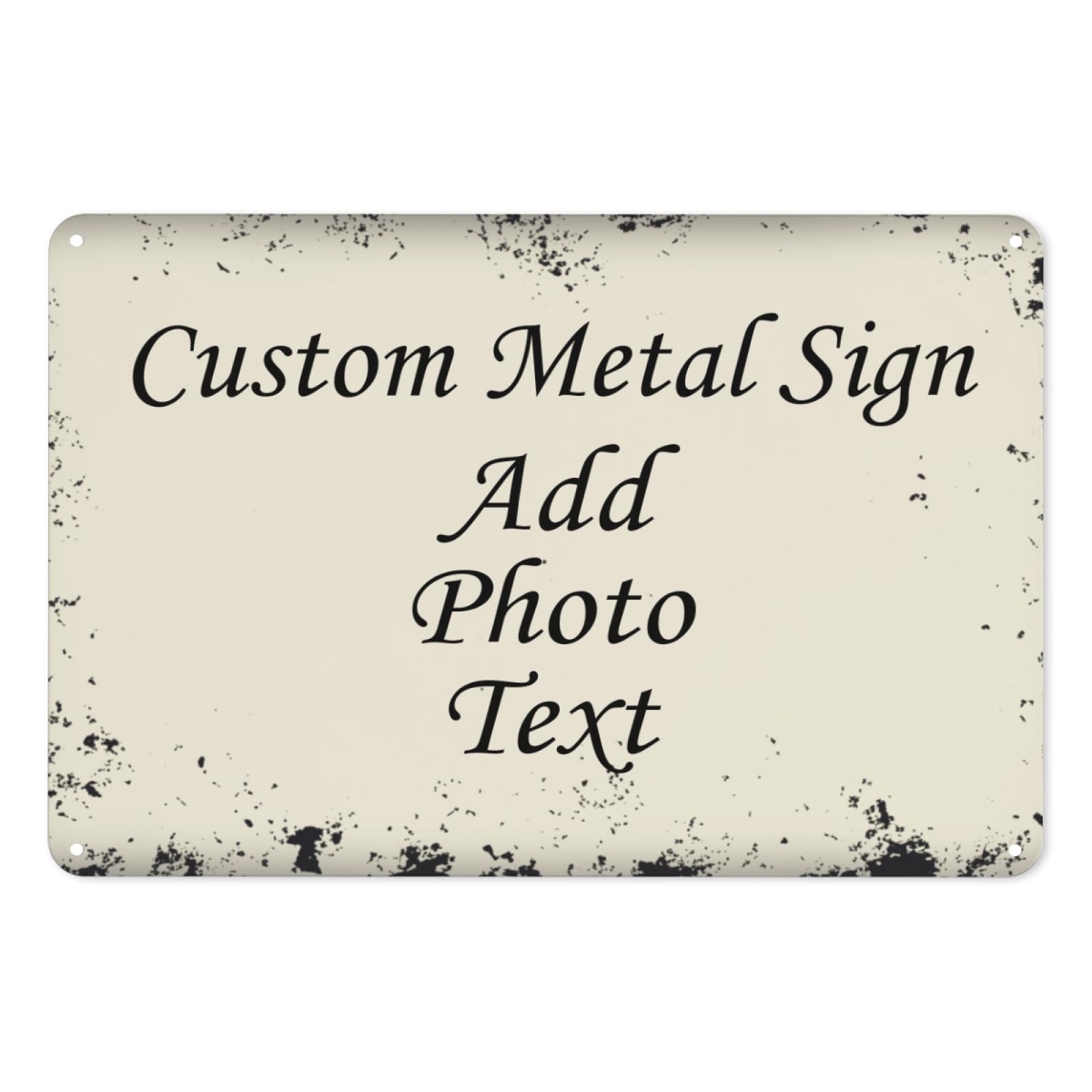 Personalised Rust Metal Sign Photo Text Custom Tin Vintage Garden Plaque