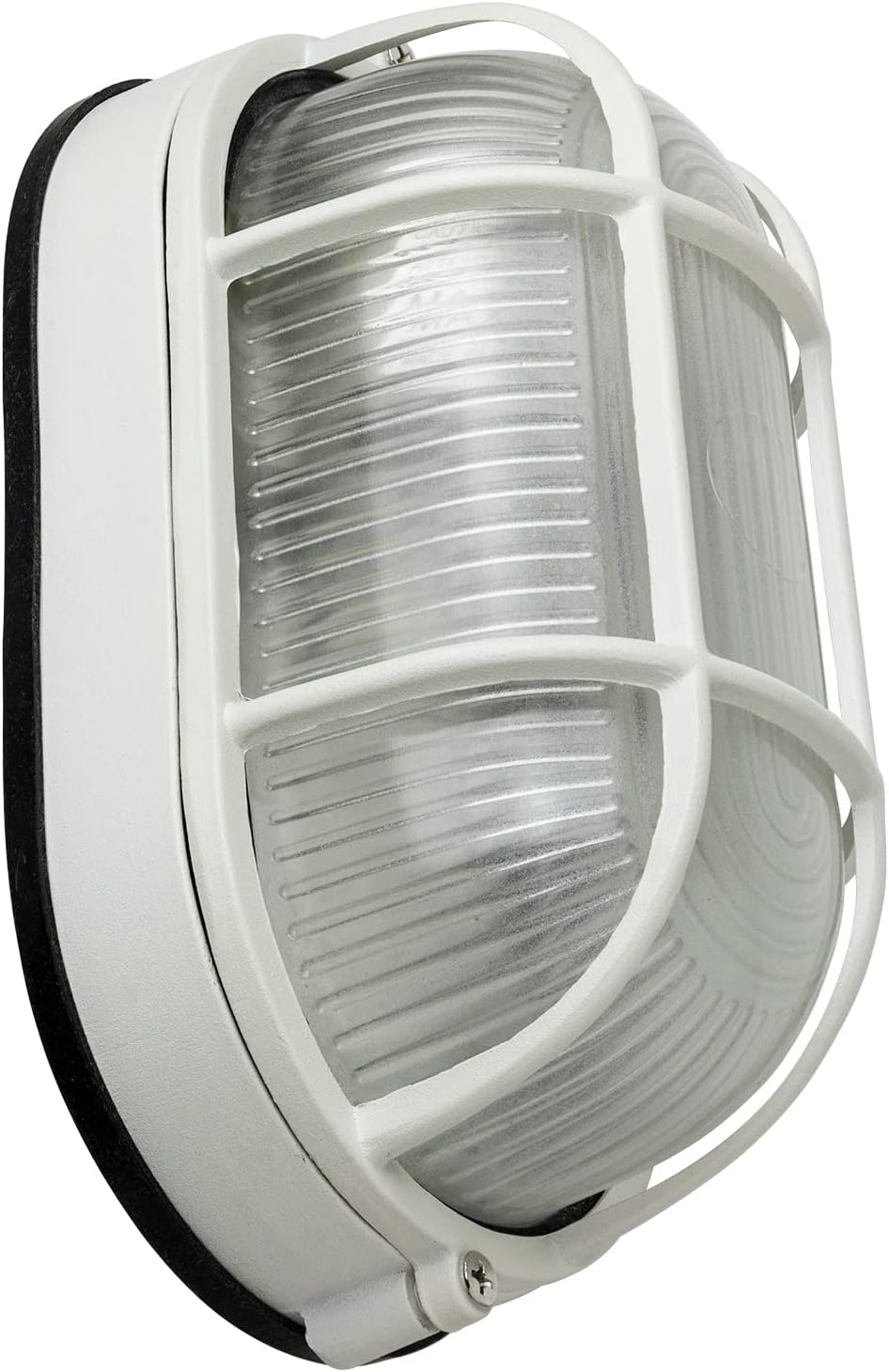 Diodesy- Outdoor Oval Bulkhead LED Light Fixture with White Cast Aluminum 60W Max Wet Location- Wall or Ceiling Flush Mount Sconce for Sauna Porch Patio Garage Terrace Basement Exterior Lighting
