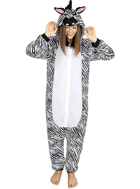 Foto 4 de 8 de Funidelia - Disfraz de Cebra Onesie para Hombre y Mujer Talla M Animales - Color: Blanco