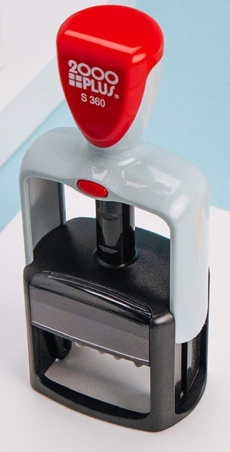 2000 Plus Self-Inking Date and 4 Phrase Stamp, Blue/Red