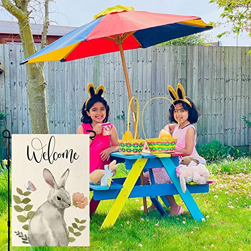 Easter Welcome Garden Flag 12.5×18.5 In Double Sided Bunny Rabbit Egg Tree Outside Vertical Holiday Yard Flag Easter Outdoor Garden Decoration #TOP1