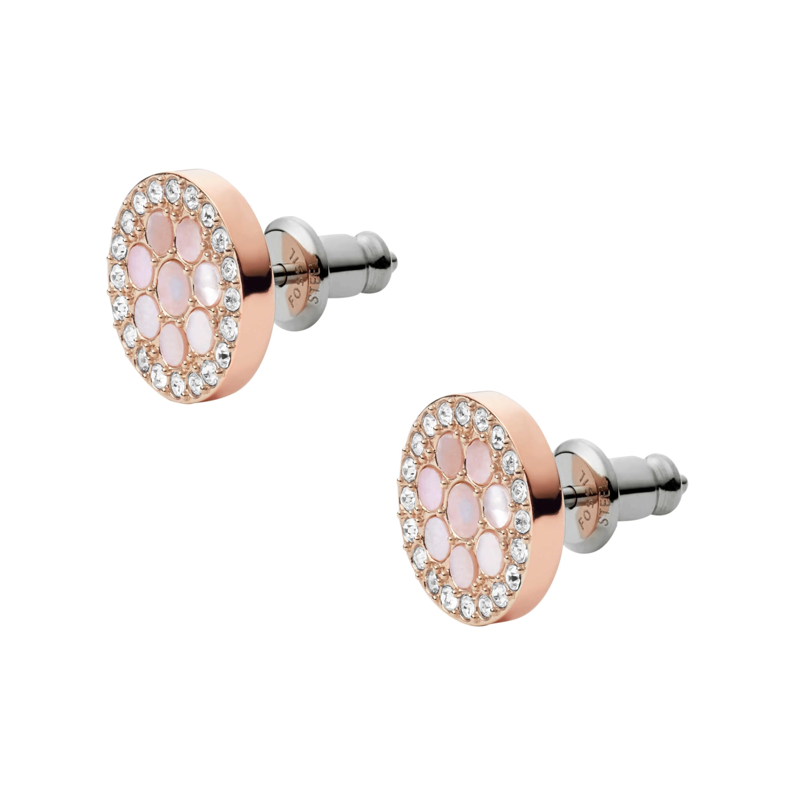 Fossil Ohrringe Für Frauen Mop, 10(D)*2.0(Dicke)mm Rose Gold Edelstahl-Ohrringe, JF02906791