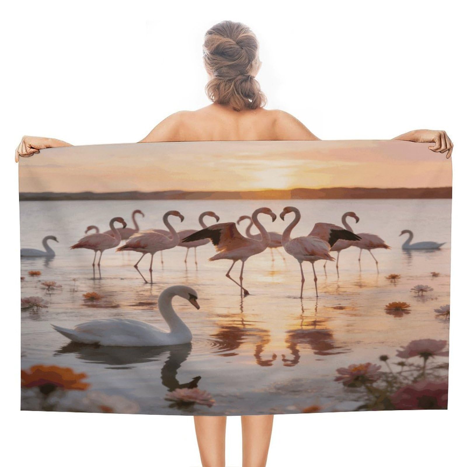 LZQPOEAS Flamingos Beach Towel 51x31 Inch Oversized Soft Bath Towel Luxury Plush Thick Hotel Swim Pool Towels Super Quick Dry Travel Towels for Camping Gym Sports Yoga