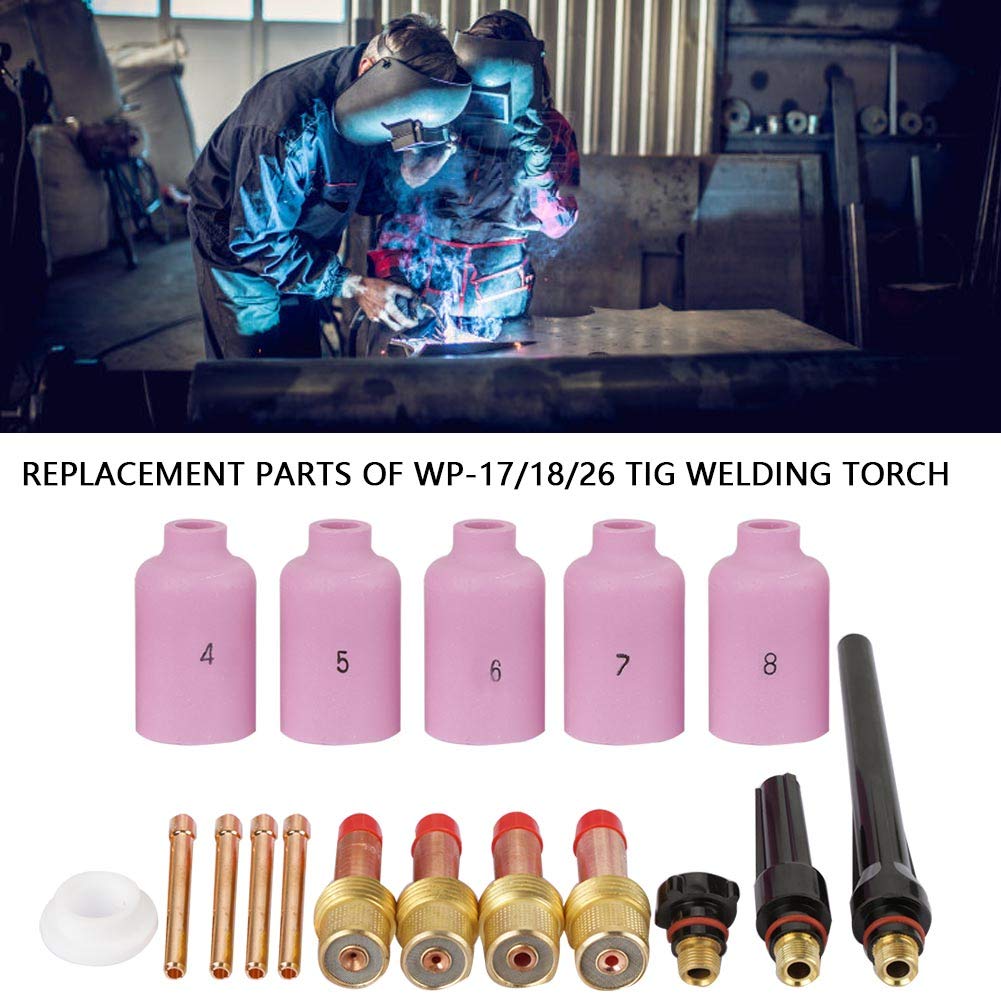 Welding Torch Nozzle,17Pcs WP-17/18/26 TIG Welding Torch Nozzle Gas Lens Collet Back Welding Torch Parts,Nozzle TIG Back Cup Kit,Welding Nozzle Torch Tip Holder