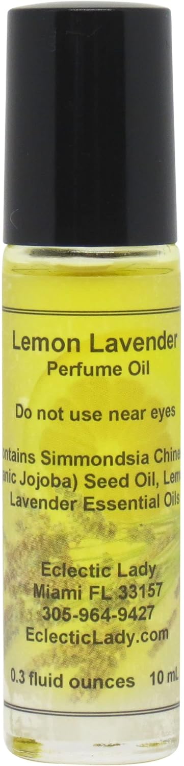 All Natural Lemon Lavender Perfume Oil, 0.3 Oz Portable Roll-On Fragrance with Long-Lasting Scent, Delightful Essential Oils and Jojoba Oil For Daily Use