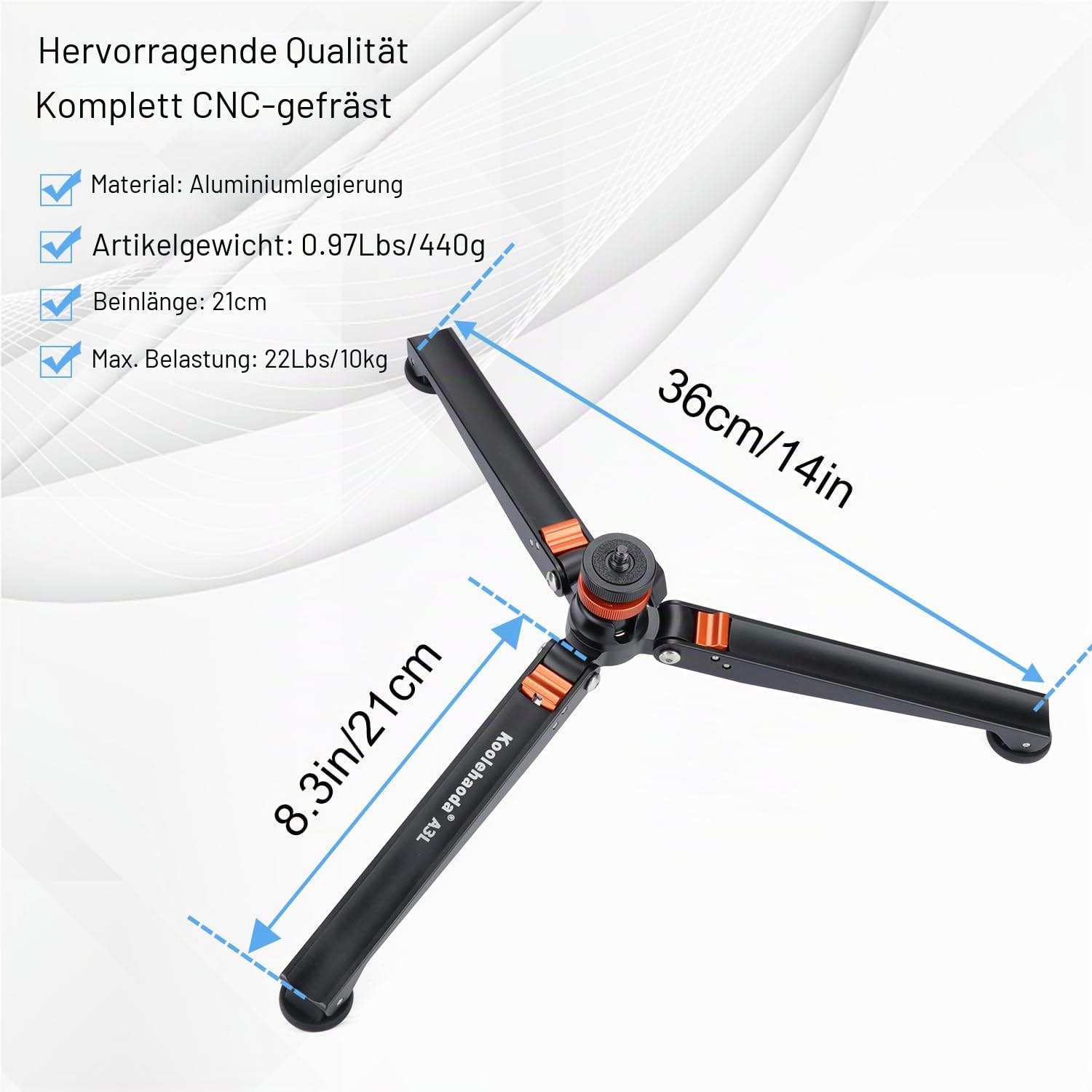 Koolehaoda Stativ Basis für Einbeinstative, Vergrößerte Standfüße Aluminium Mini Tischstativ mit 1/4"-3/8" Schraube für DSLR Kameras, Einbeinstativ, Fotografie Stick, Kugelkopf